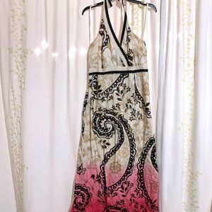 Style & Co Halter Boho Pink Dip Dye Maxi Dress